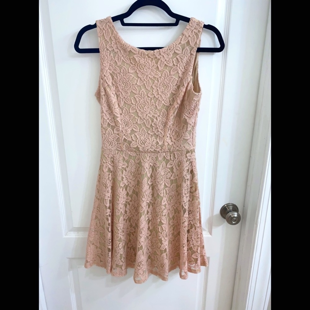 Lace Fit & Flare Dress | Rose Pink | NWT